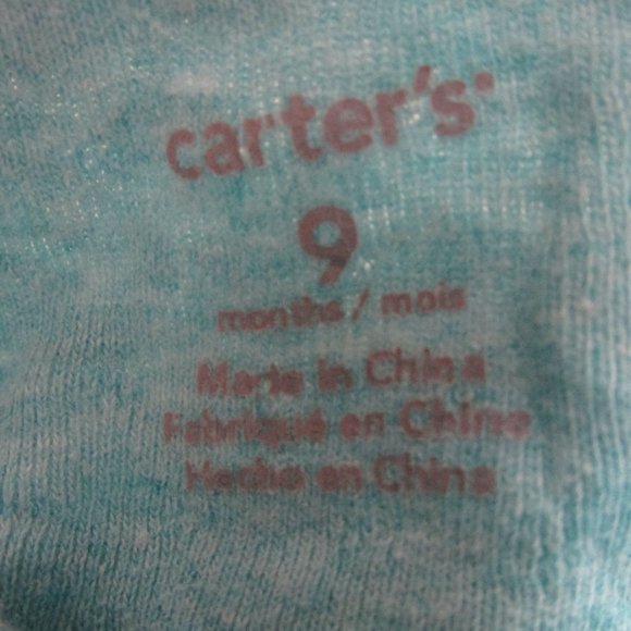 Carters One Piece Onesie Girls Size 9M‎ Blue Long Sleeve Crew Neck Infant Snap - Picture 4 of 5